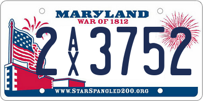 MD license plate 2AX3752