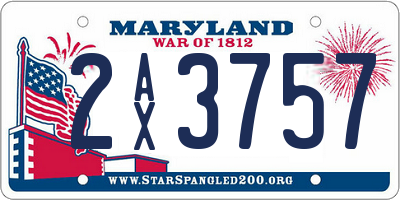 MD license plate 2AX3757