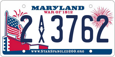MD license plate 2AX3762