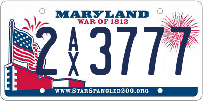 MD license plate 2AX3777