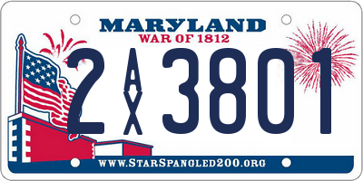 MD license plate 2AX3801