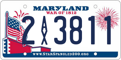 MD license plate 2AX3811