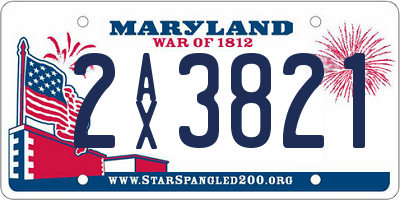 MD license plate 2AX3821