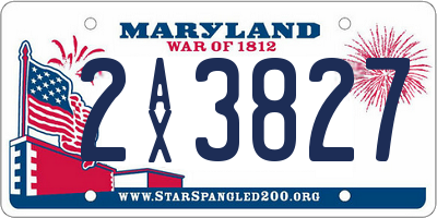 MD license plate 2AX3827
