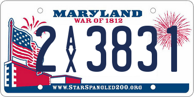 MD license plate 2AX3831