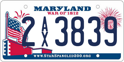 MD license plate 2AX3839