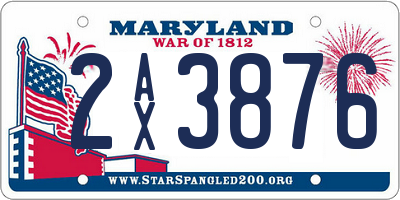 MD license plate 2AX3876