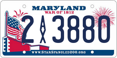MD license plate 2AX3880