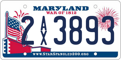 MD license plate 2AX3893