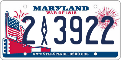 MD license plate 2AX3922
