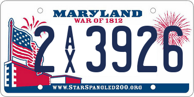 MD license plate 2AX3926
