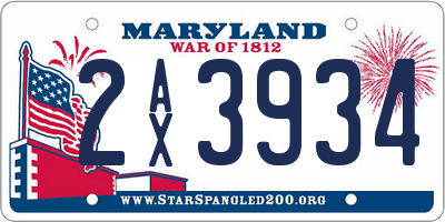 MD license plate 2AX3934
