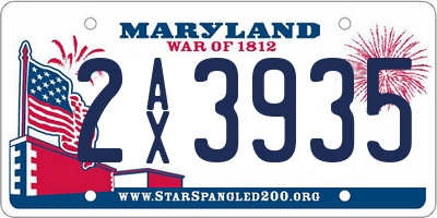 MD license plate 2AX3935