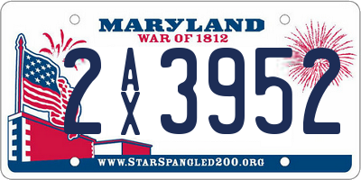 MD license plate 2AX3952
