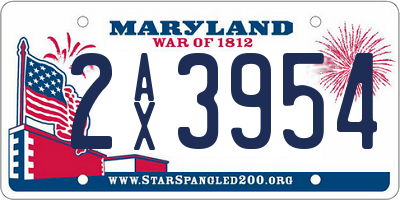 MD license plate 2AX3954