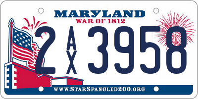 MD license plate 2AX3958
