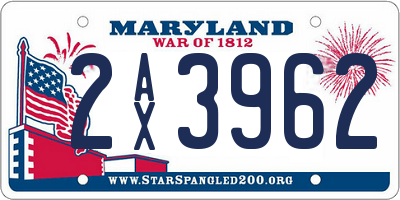 MD license plate 2AX3962