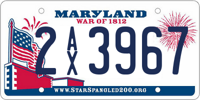 MD license plate 2AX3967
