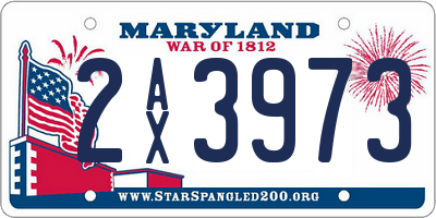 MD license plate 2AX3973