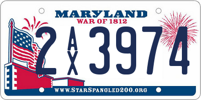 MD license plate 2AX3974