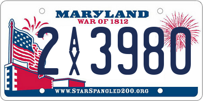 MD license plate 2AX3980