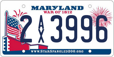 MD license plate 2AX3996