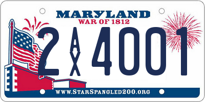 MD license plate 2AX4001