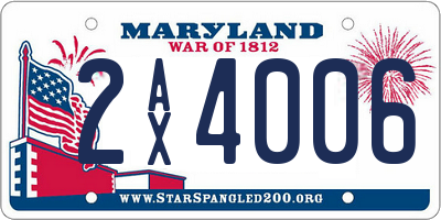 MD license plate 2AX4006
