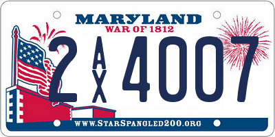 MD license plate 2AX4007