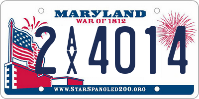 MD license plate 2AX4014