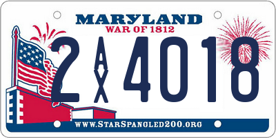 MD license plate 2AX4018