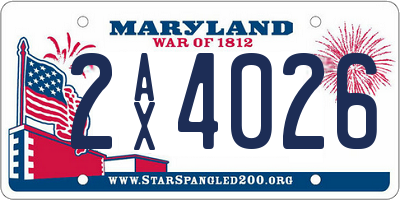MD license plate 2AX4026