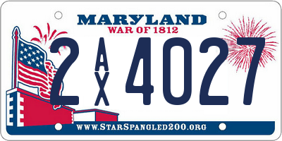 MD license plate 2AX4027
