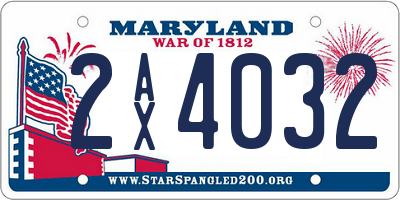MD license plate 2AX4032