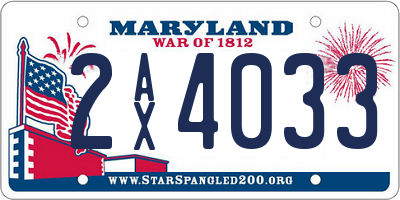 MD license plate 2AX4033