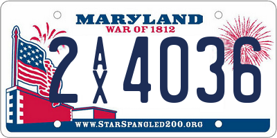 MD license plate 2AX4036