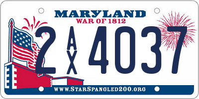 MD license plate 2AX4037