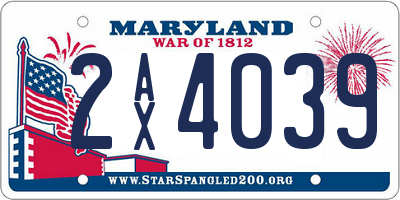 MD license plate 2AX4039