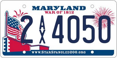 MD license plate 2AX4050