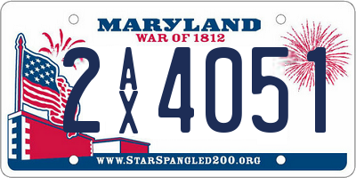 MD license plate 2AX4051