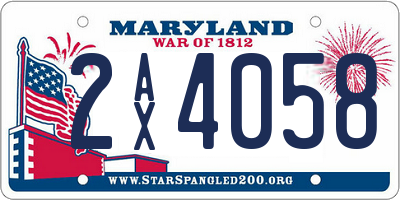 MD license plate 2AX4058