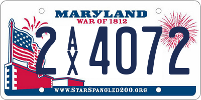 MD license plate 2AX4072
