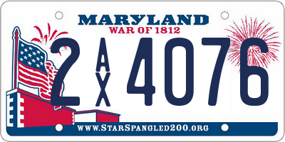 MD license plate 2AX4076