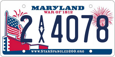 MD license plate 2AX4078