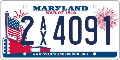 MD license plate 2AX4091