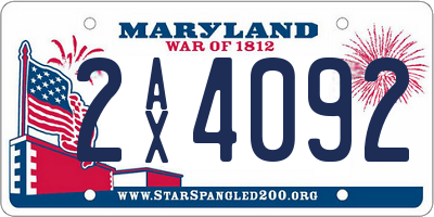 MD license plate 2AX4092