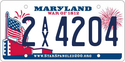 MD license plate 2AX4204