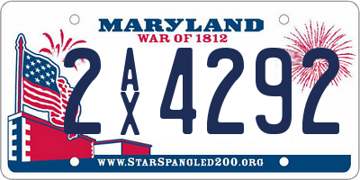 MD license plate 2AX4292