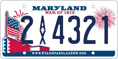 MD license plate 2AX4321