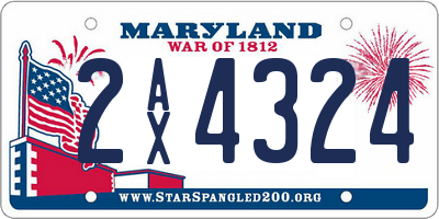 MD license plate 2AX4324